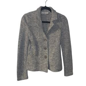 Amina Rubinacci Women's Wool Cashmere Sweater Blazer Size 38 0 2 Gray Flaws Cozy